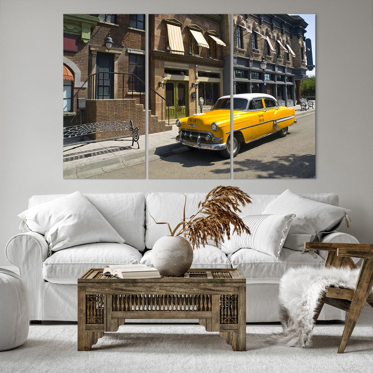 Bild auf Leinwand Stadt, Bild auf Leinwand Taxi, Bild auf Leinwand New York, Bild auf Leinwand Oldtimer, Bild auf Leinwand Die Architektur