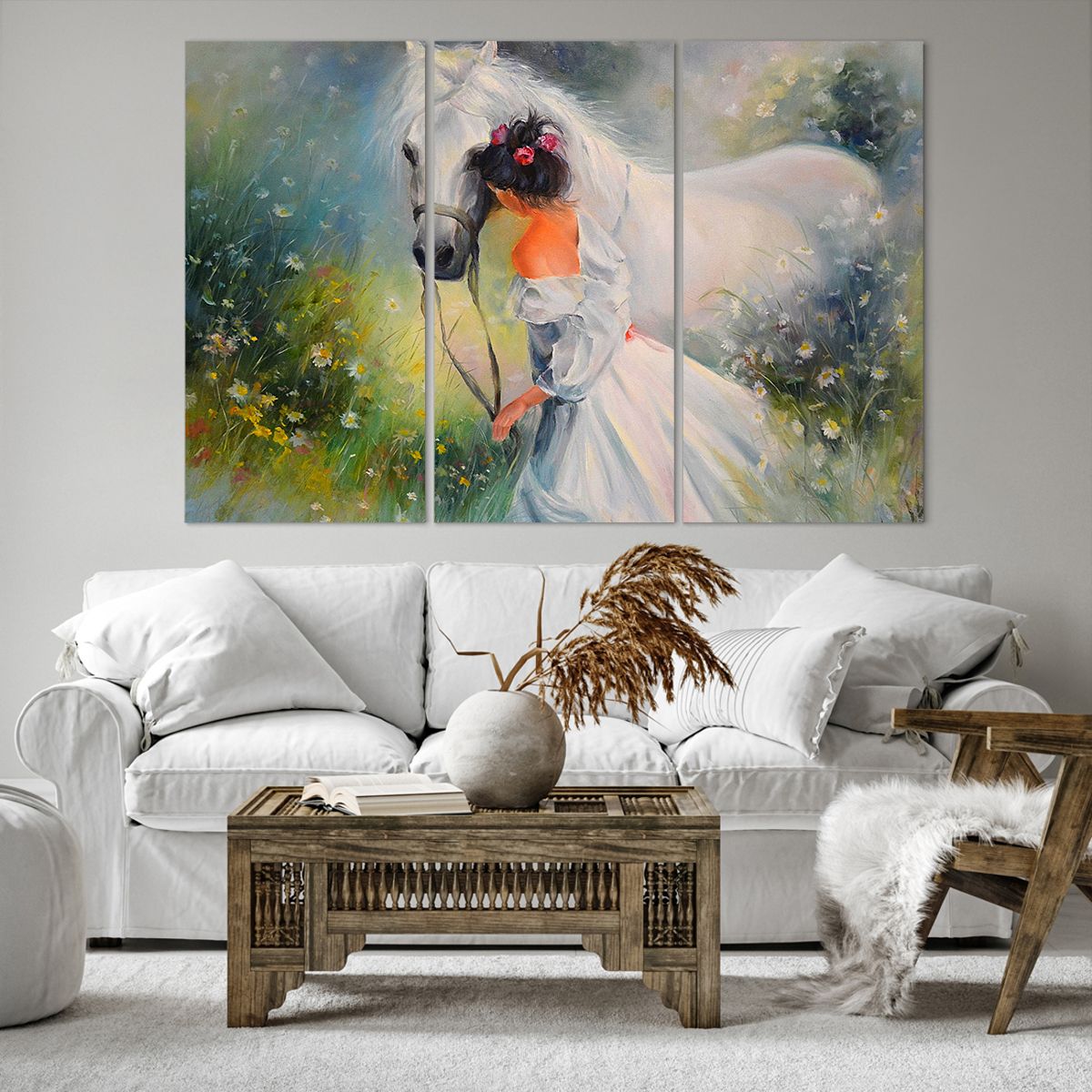 Cuadro sobre lienzo Mujer, Cuadro sobre lienzo Caballo, Cuadro sobre lienzo Prado, Cuadro sobre lienzo Flores, Cuadro sobre lienzo Arte