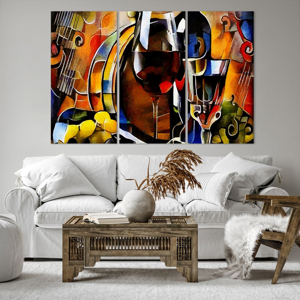 Impression sur toile Abstraction, Impression sur toile Cubisme, Impression sur toile Art, Impression sur toile Vin, Impression sur toile Violon