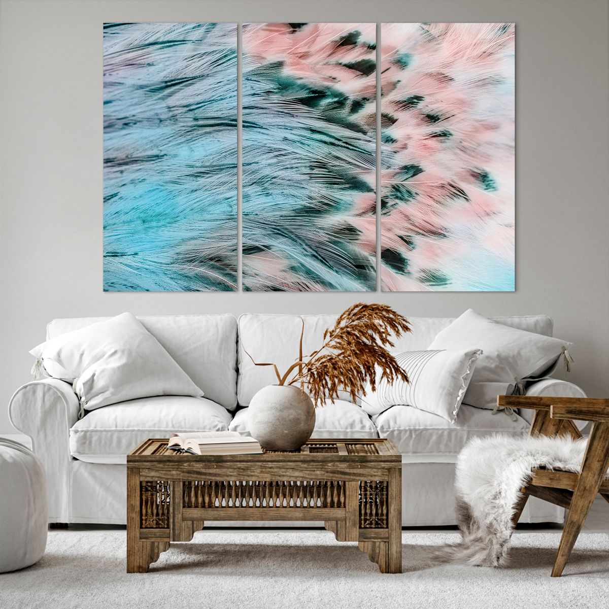 Impression sur toile Abstraction, Impression sur toile Art, Impression sur toile Plumes D'Oiseaux, Impression sur toile Couleurs Pastels, Impression sur toile Bohème