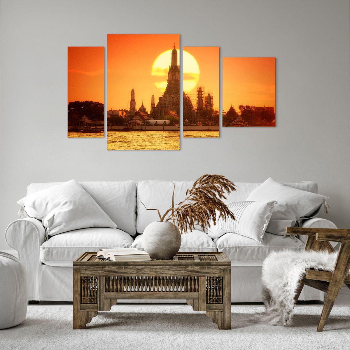 Bild auf Leinwand Bangkok, Bild auf Leinwand Tempel Der Morgenröte, Bild auf Leinwand Thailand, Bild auf Leinwand Sonne, Bild auf Leinwand Buddhismus