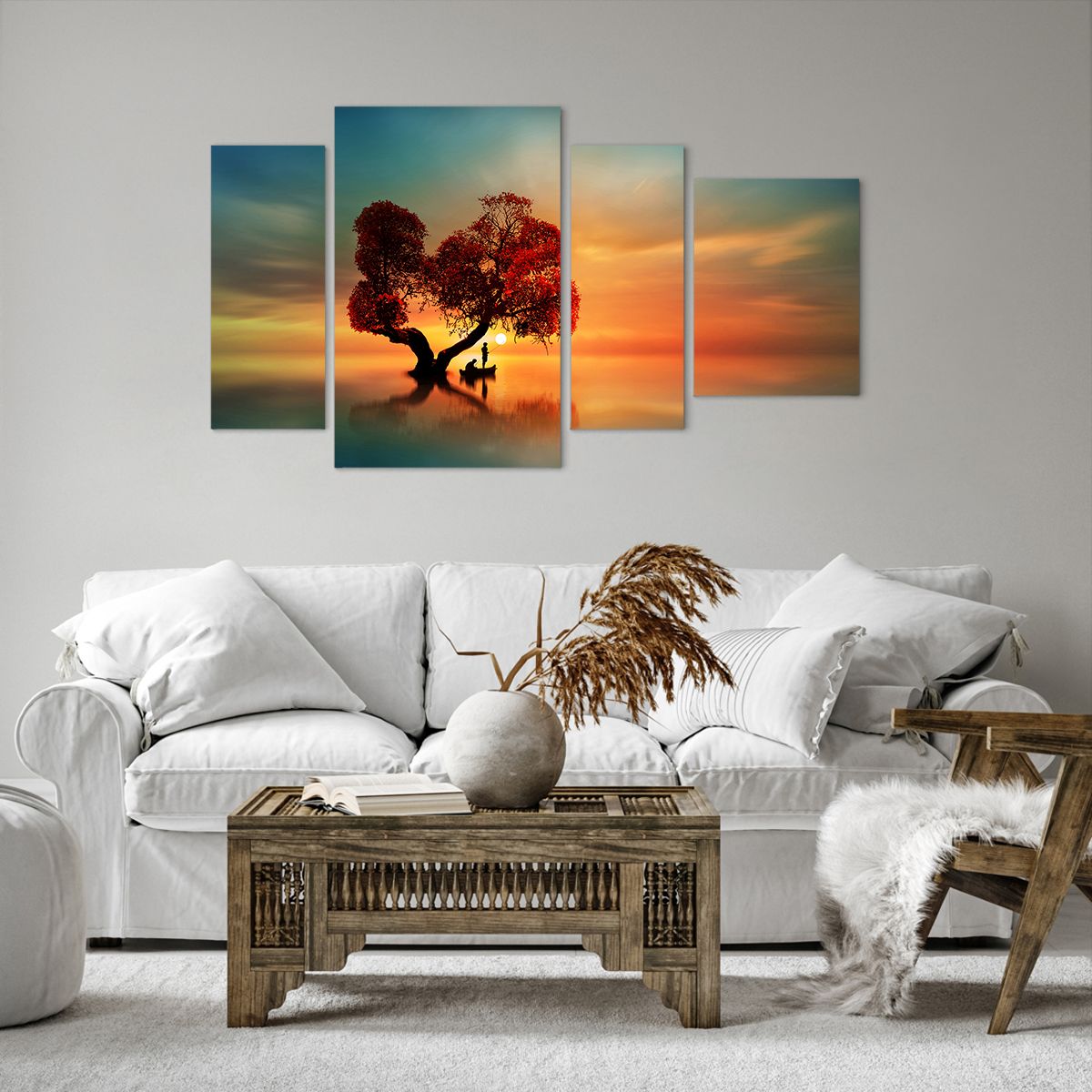 Bild auf Leinwand Landschaft, Bild auf Leinwand Angeln, Bild auf Leinwand Lodz, Bild auf Leinwand See, Bild auf Leinwand Der Sonnenuntergang