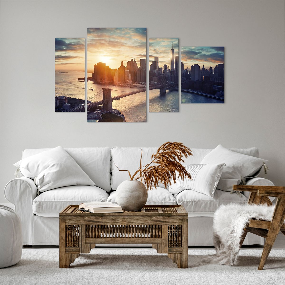 Bild auf Leinwand New York, Bild auf Leinwand Brooklyn Brücke, Bild auf Leinwand Die Architektur, Bild auf Leinwand Stadt, Bild auf Leinwand Der Sonnenuntergang