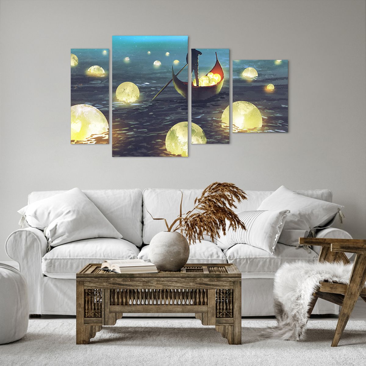Quadro su tela Astrazione, Quadro su tela Fantasia, Quadro su tela Barca, Quadro su tela Pescatore, Quadro su tela Luna
