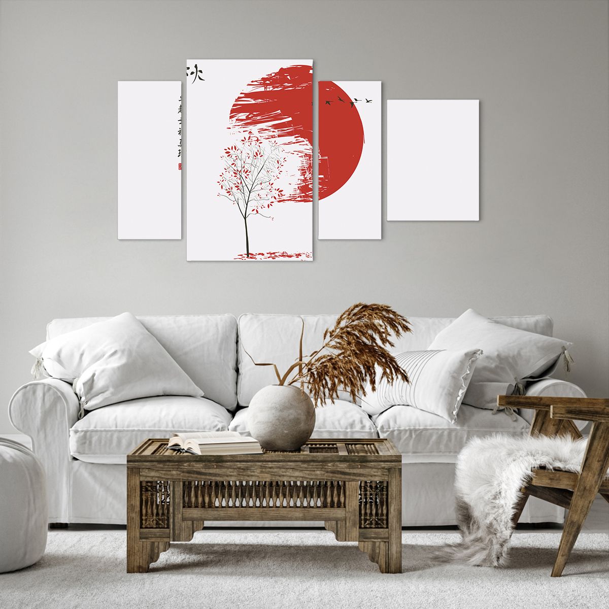 Bild auf Leinwand Abstraktion, Bild auf Leinwand Japan, Bild auf Leinwand Kirschblüte, Bild auf Leinwand Grafik, Bild auf Leinwand Der Sonnenuntergang