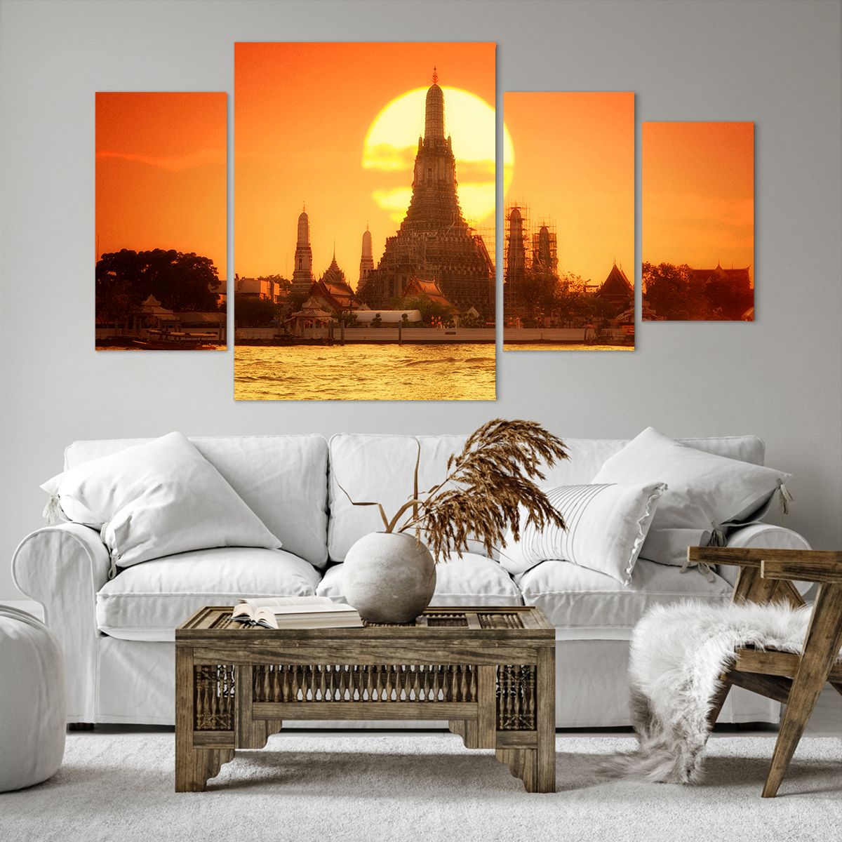 Impression sur toile Bangkok, Impression sur toile Temple De L'Aube, Impression sur toile Thaïlande, Impression sur toile Soleil, Impression sur toile Bouddhisme