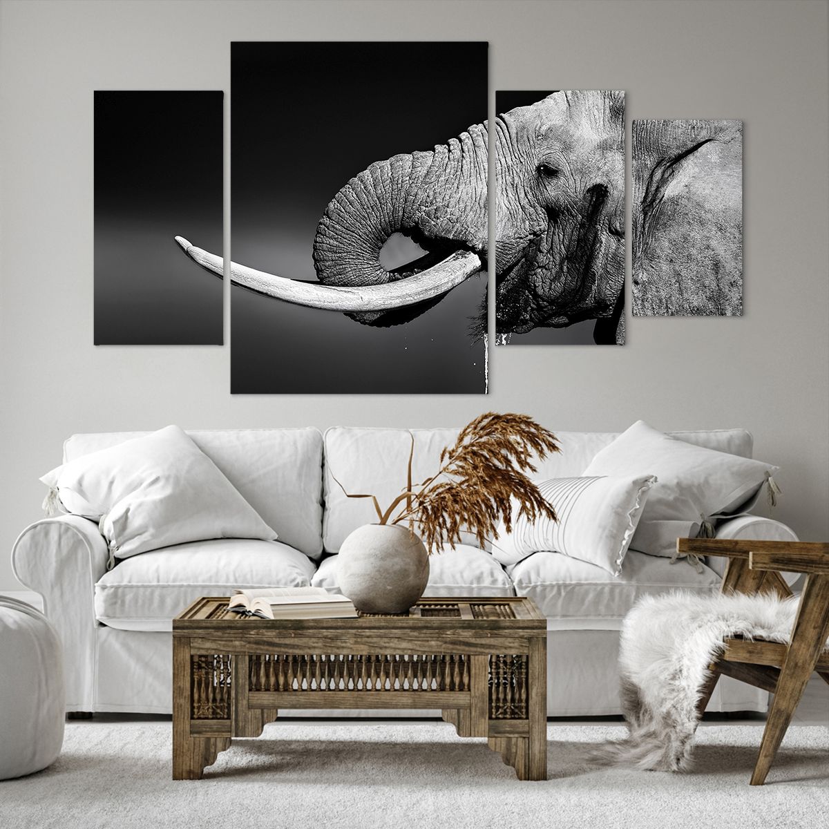 Cuadro sobre lienzo Animales, Cuadro sobre lienzo Elefante, Cuadro sobre lienzo África, Cuadro sobre lienzo Naturaleza, Cuadro sobre lienzo En Blanco Y Negro