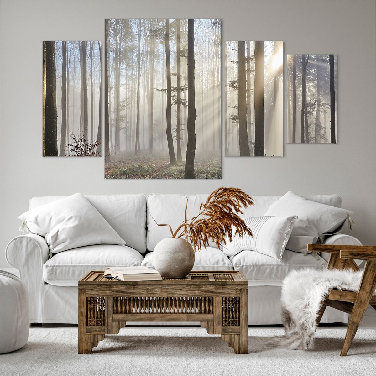 Bild auf Leinwand Landschaft, Bild auf Leinwand Wald, Bild auf Leinwand Nebel, Bild auf Leinwand Bäume, Bild auf Leinwand Natur