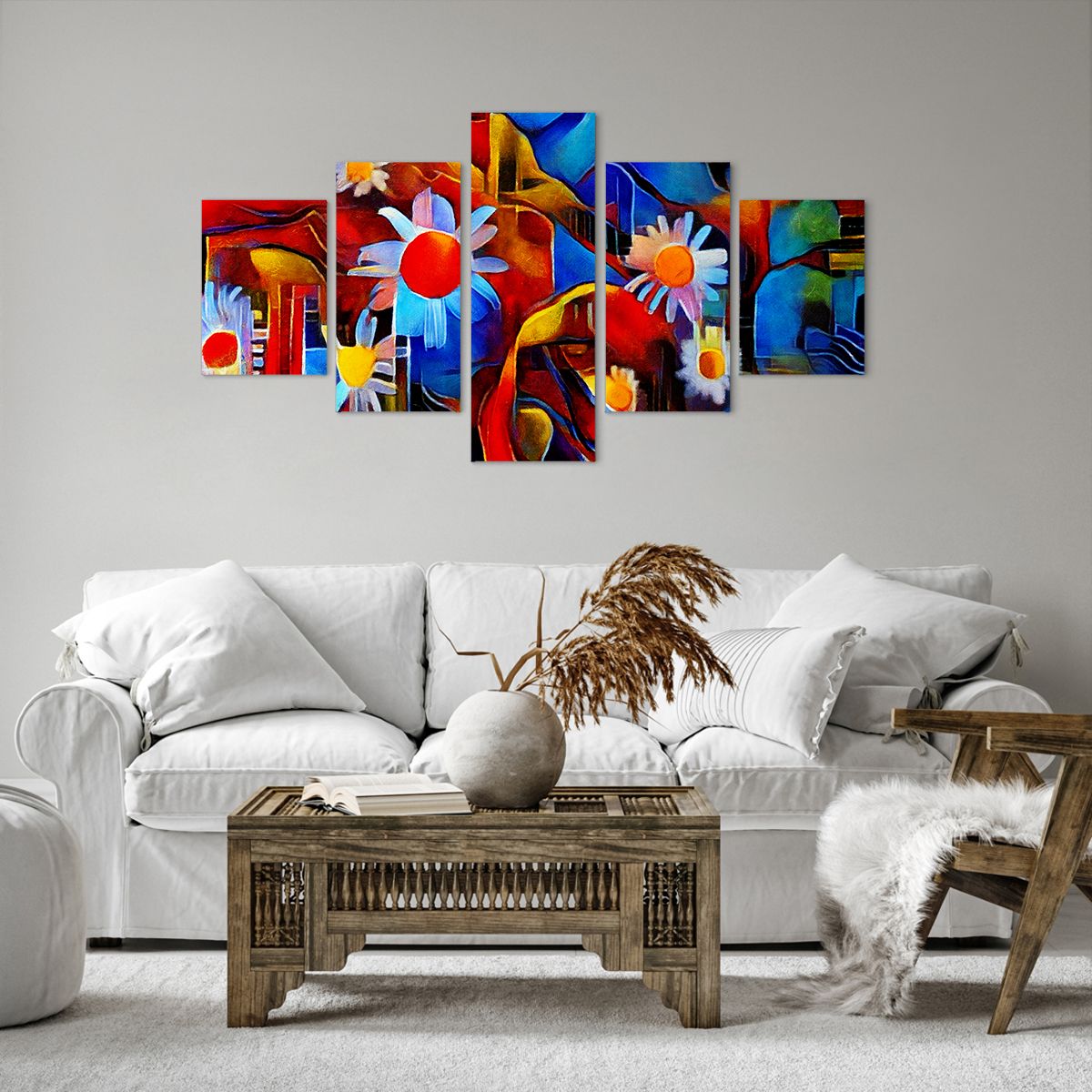 Cuadro sobre lienzo Abstracción, Cuadro sobre lienzo Cubismo, Cuadro sobre lienzo Arte, Cuadro sobre lienzo Flores, Cuadro sobre lienzo Ilustración Colorida