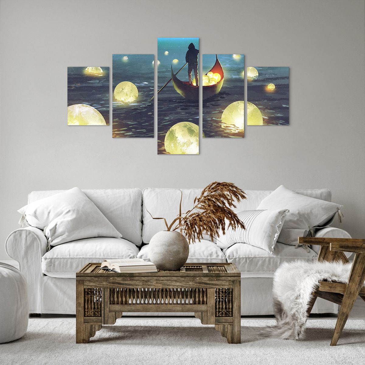 Impression sur toile Abstraction, Impression sur toile Fantaisie, Impression sur toile Bateau, Impression sur toile Pêcheur, Impression sur toile Lune