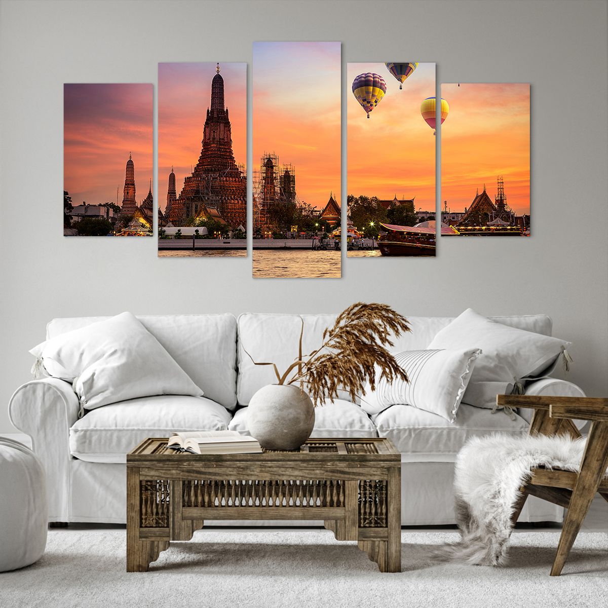 Cuadro sobre lienzo Bangkok, Cuadro sobre lienzo Templo Del Amanecer, Cuadro sobre lienzo Tailandia, Cuadro sobre lienzo Globos, Cuadro sobre lienzo Asia