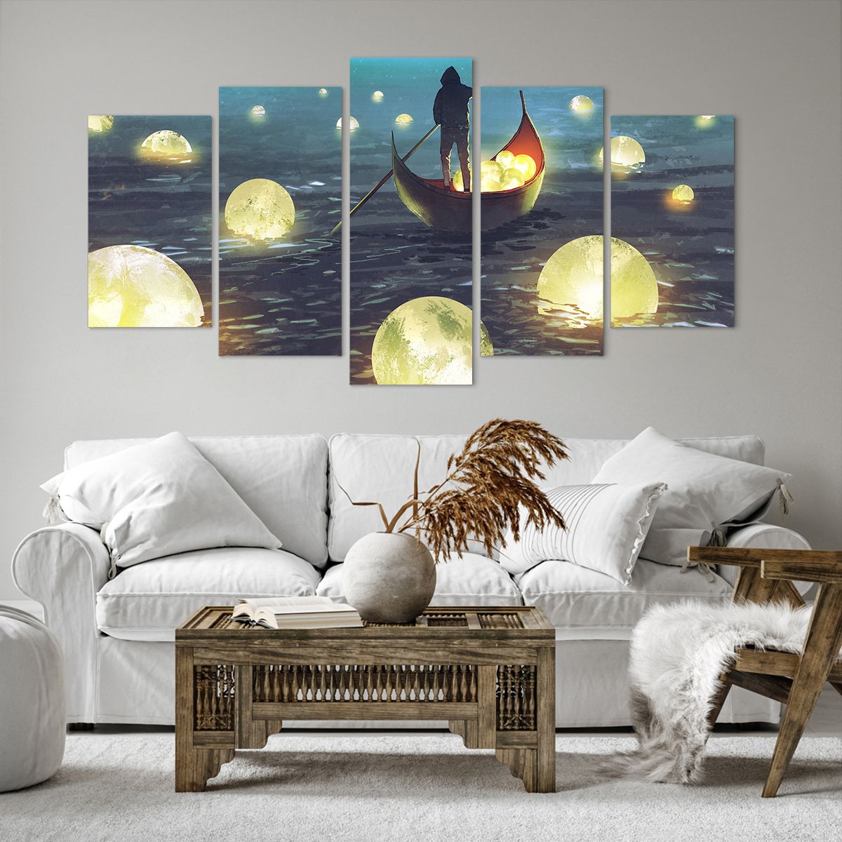 Impression sur toile Abstraction, Impression sur toile Fantaisie, Impression sur toile Bateau, Impression sur toile Pêcheur, Impression sur toile Lune