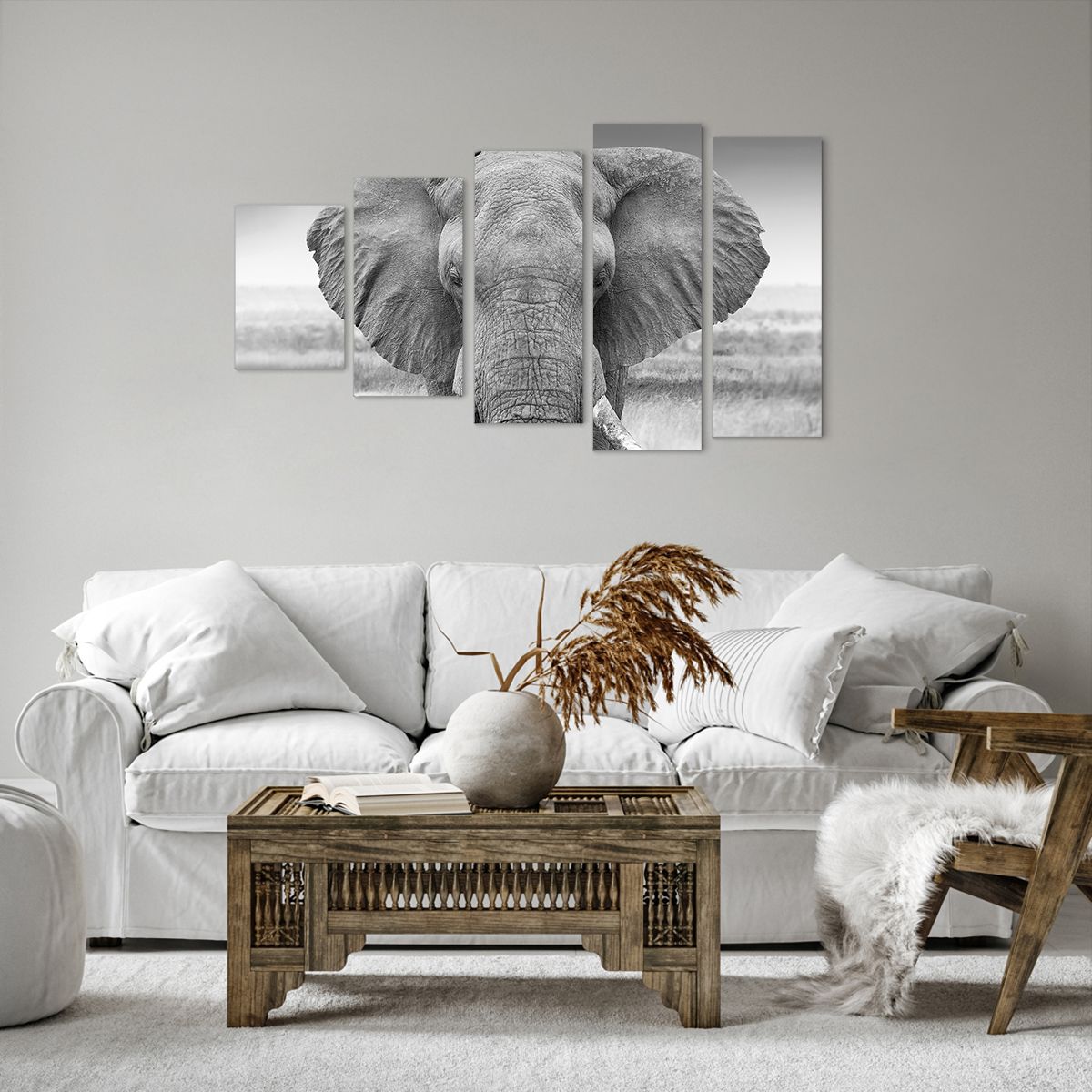 Bild auf Leinwand Elefant, Bild auf Leinwand Afrika, Bild auf Leinwand Tiere, Bild auf Leinwand Natur, Bild auf Leinwand Schwarz Und Weiß