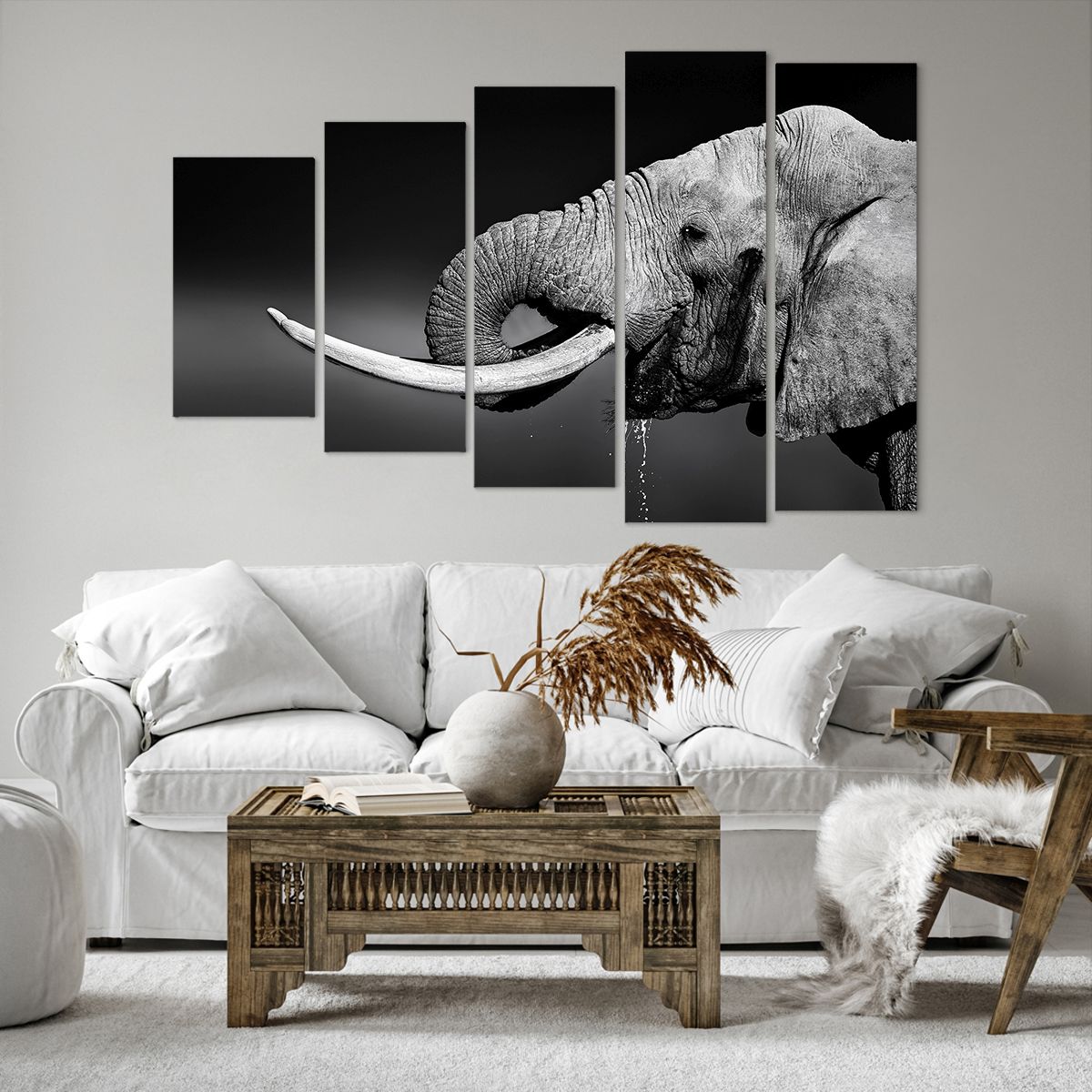 Bild auf Leinwand Tiere, Bild auf Leinwand Elefant, Bild auf Leinwand Afrika, Bild auf Leinwand Natur, Bild auf Leinwand Schwarz Und Weiß