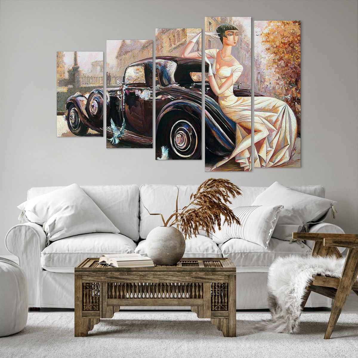 Bild auf Leinwand Retro-Auto, Bild auf Leinwand Frau, Bild auf Leinwand Palast, Bild auf Leinwand Automobil, Bild auf Leinwand Kunst