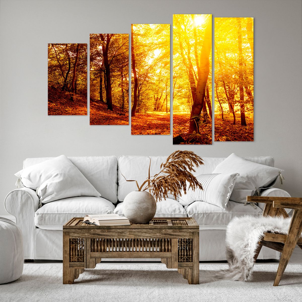 Bild auf Leinwand Landschaft, Bild auf Leinwand Wald, Bild auf Leinwand Forststraße, Bild auf Leinwand Laub, Bild auf Leinwand Natur