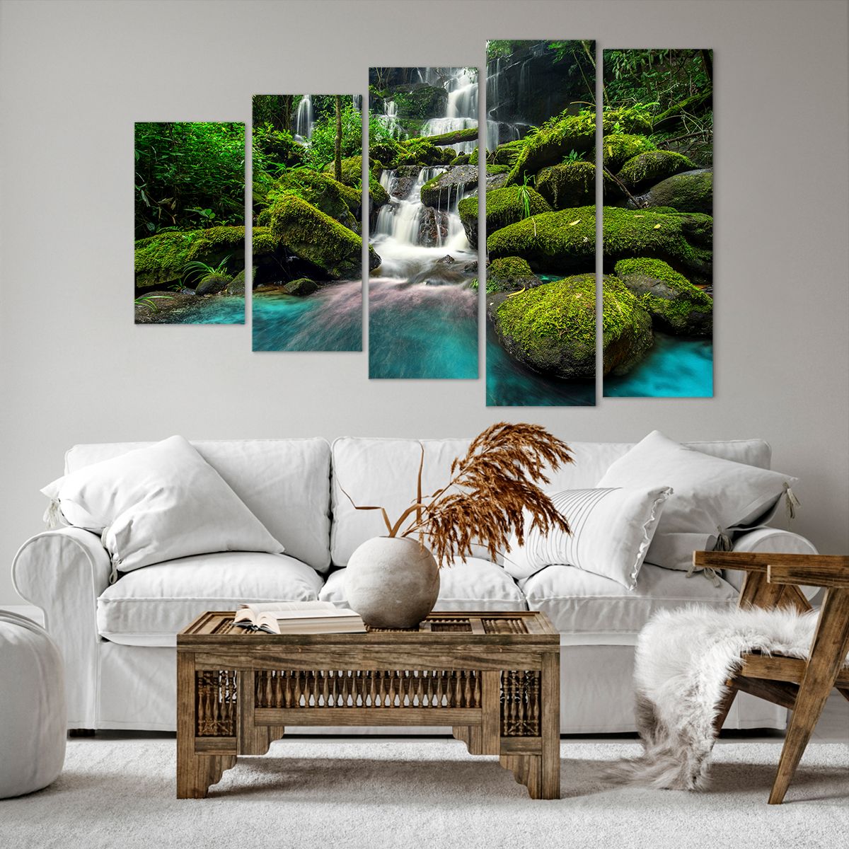 Bild auf Leinwand Landschaft, Bild auf Leinwand Wasserfall, Bild auf Leinwand Gebirgsbach, Bild auf Leinwand Wald, Bild auf Leinwand Natur