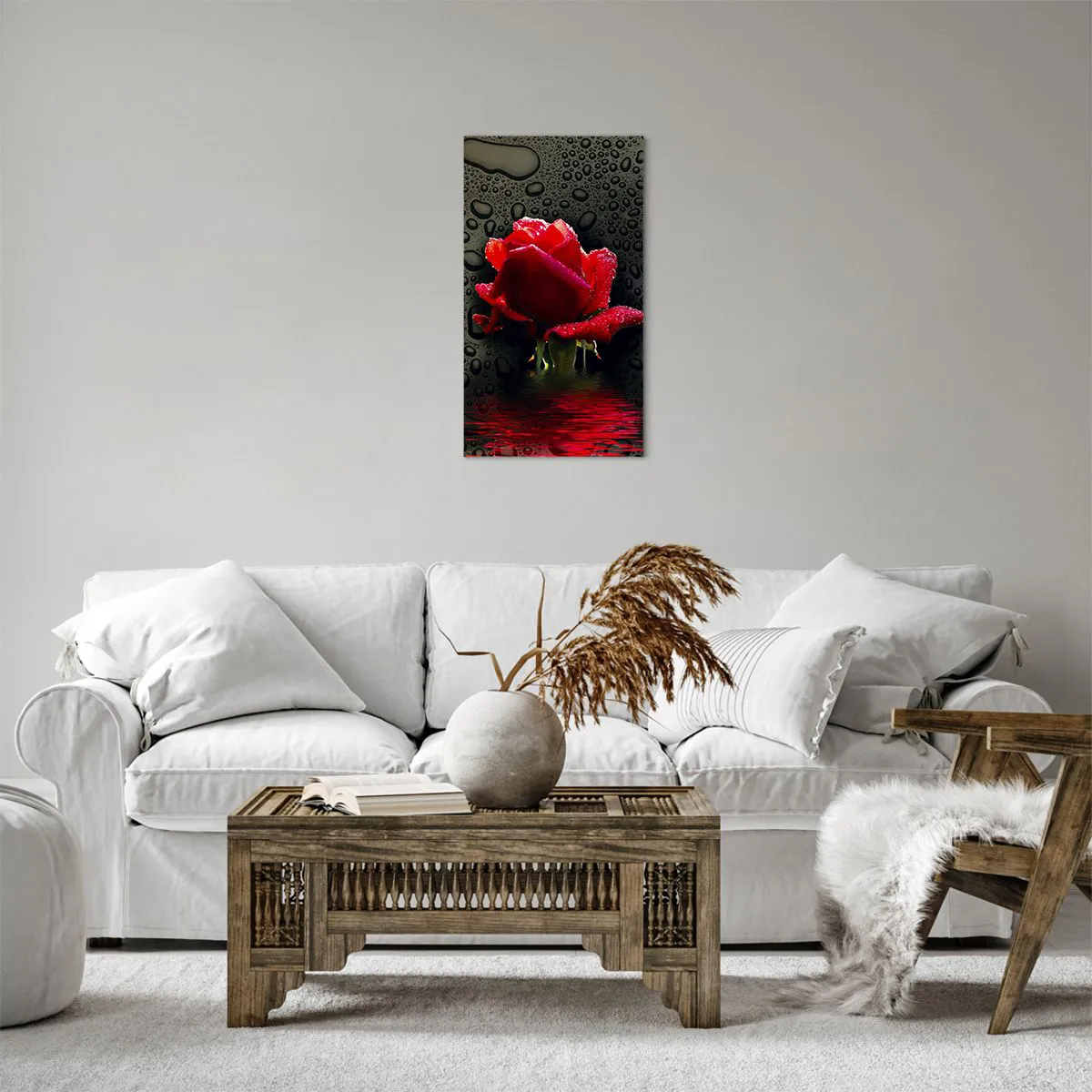 Lærredstryk - Billede på lærred - Rød og sort - 45x80 cm