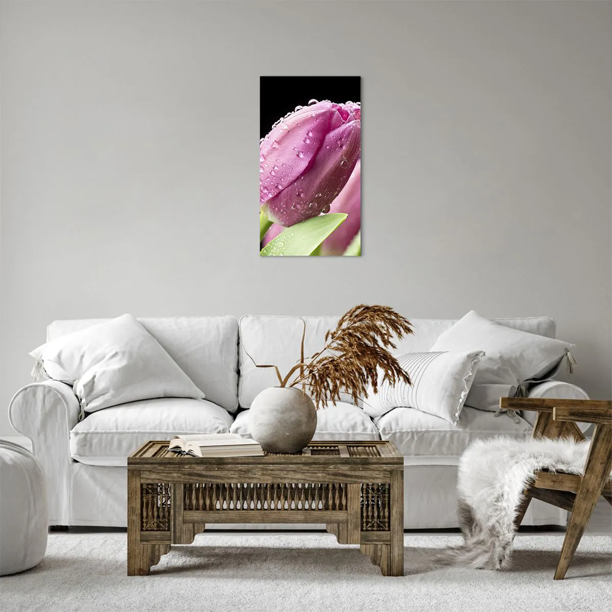 Cuadro sobre lienzo - Impresión de Imagen - Un sueño de lilas en el rocío - 45x80 cm