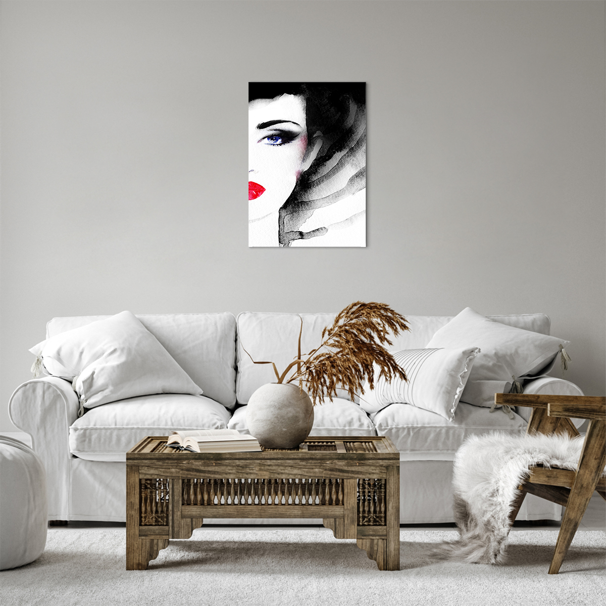 Canvas picture Woman'S Face, Canvas picture Red Lips, Canvas picture Blue Eyes, Canvas picture Portrait Of A Woman, Canvas picture Art