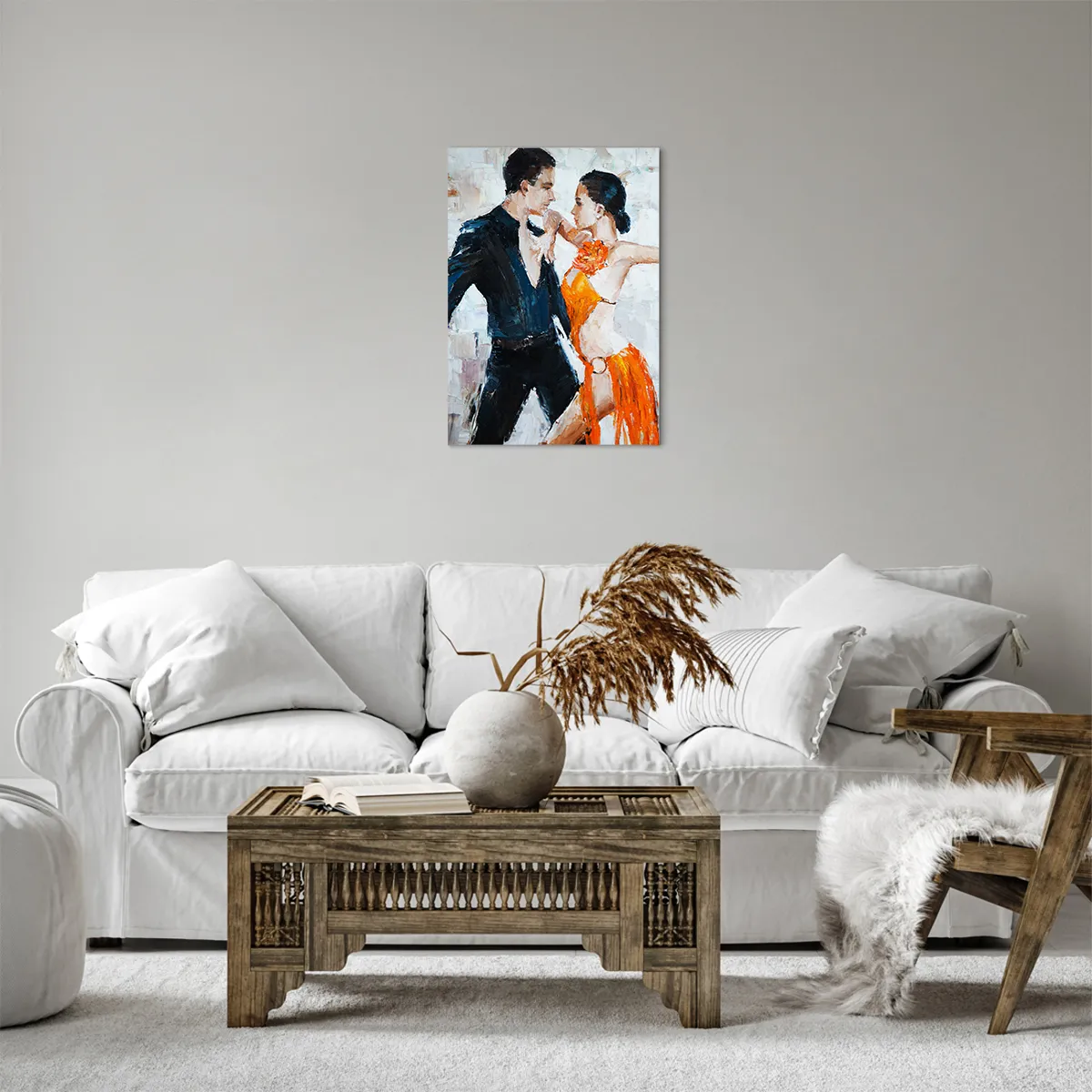 Bild auf Leinwand - Leinwandbild - Ein dynamisches Paar, das im lateinamerikanischen Stil tanzt. - 50x70cm - Schmutziges Tanzen - Moderne Wanddekoration für Wohnzimmer und Schlafzimmer ARTTOR