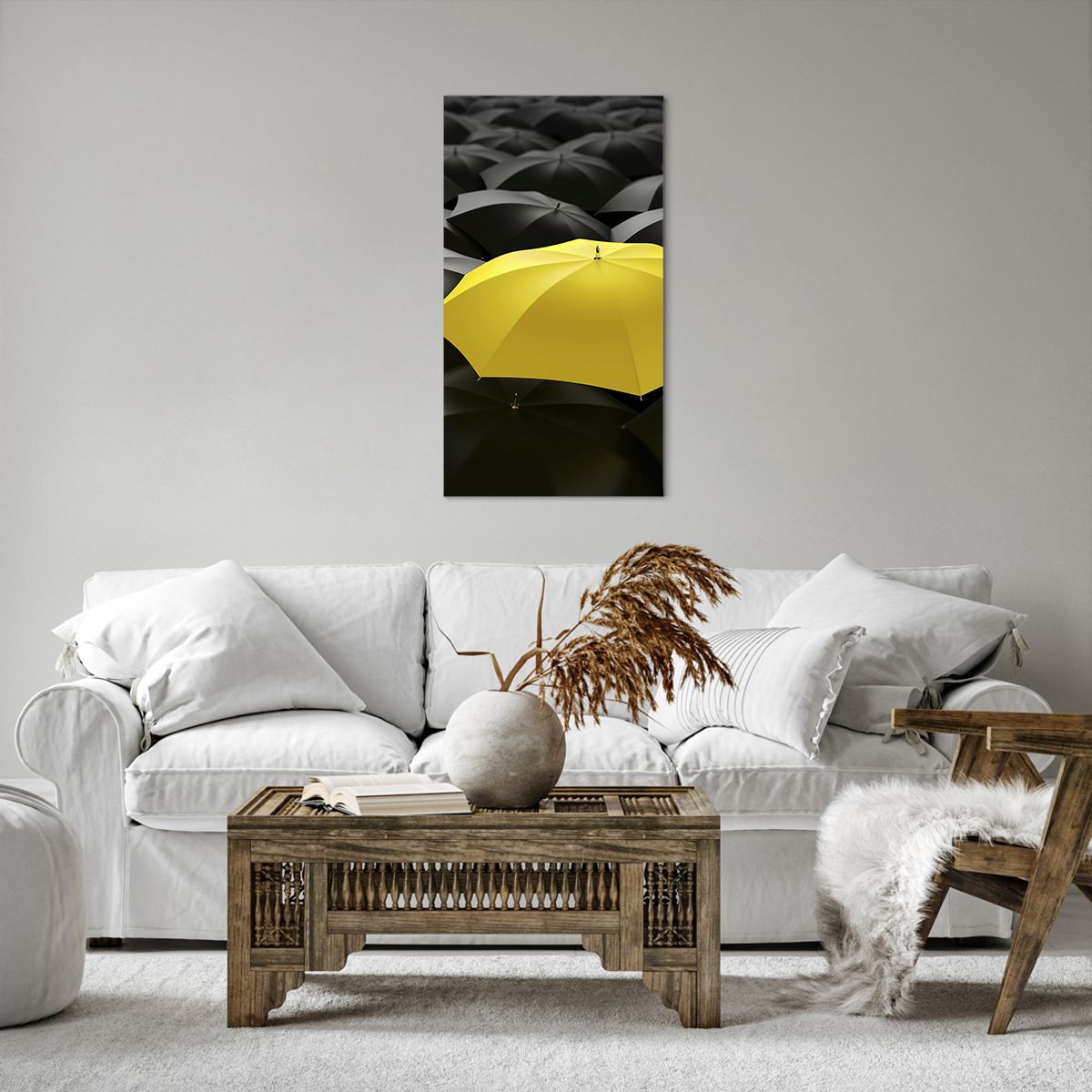 Bild auf Leinwand Gelbe Regenschirme, Bild auf Leinwand Grafik, Bild auf Leinwand Konzept, Bild auf Leinwand Abstraktion, Bild auf Leinwand Illustration