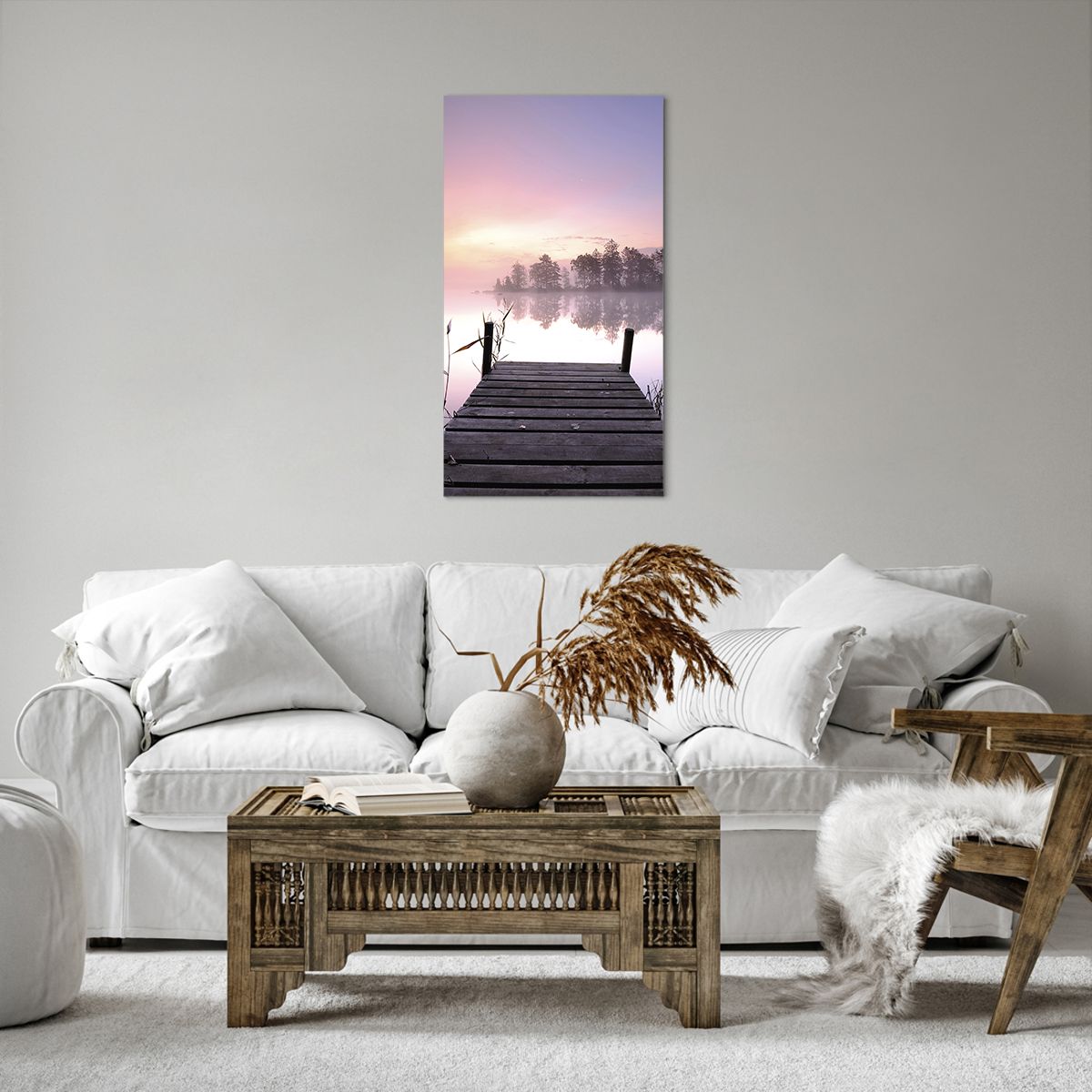 Bild auf Leinwand Landschaft, Bild auf Leinwand Sonnenaufgang, Bild auf Leinwand See, Bild auf Leinwand Holzbrücke, Bild auf Leinwand Natur