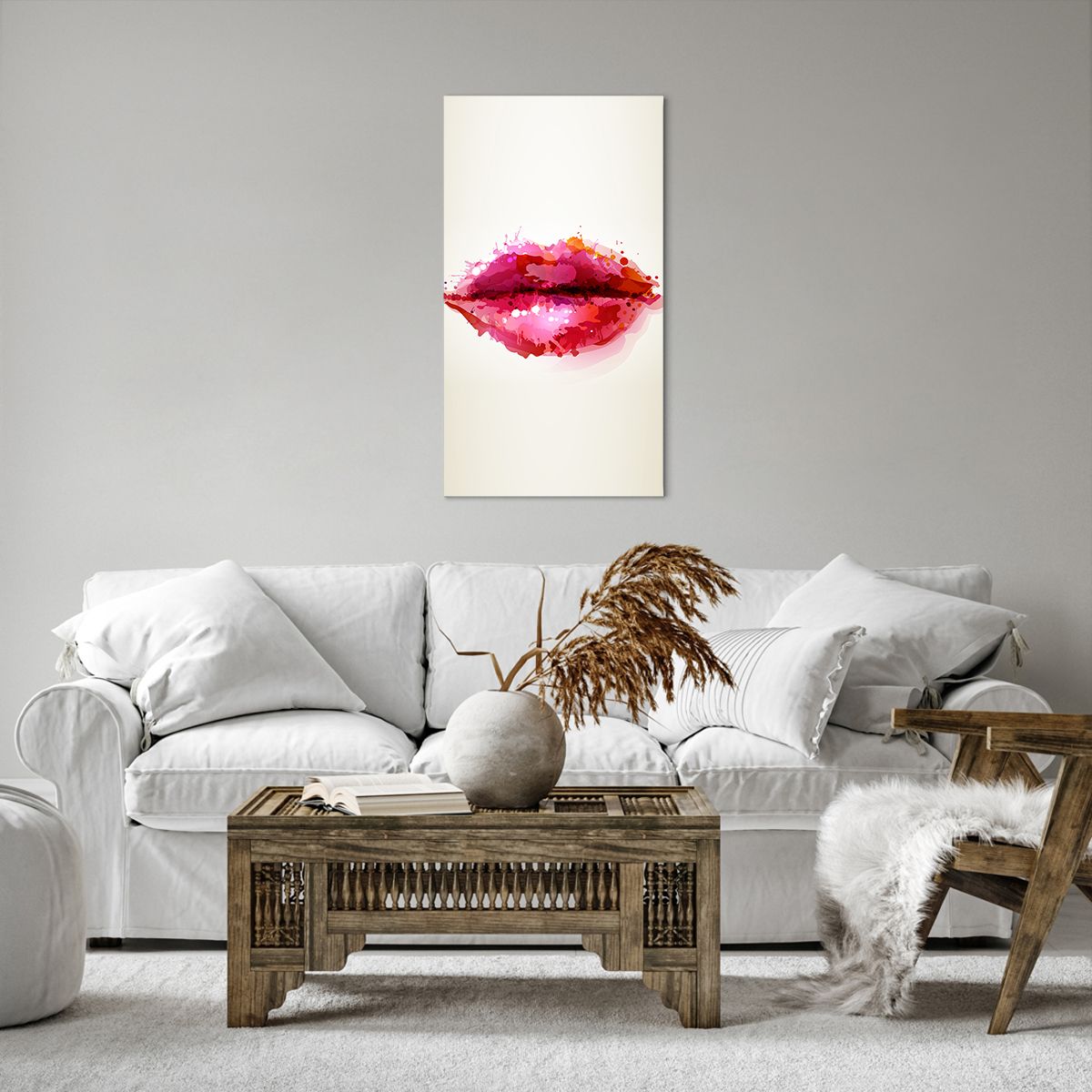 QUADRO SU TELA Quadri Moderni XXL cm 200x100 ABSTRACT KISS RED