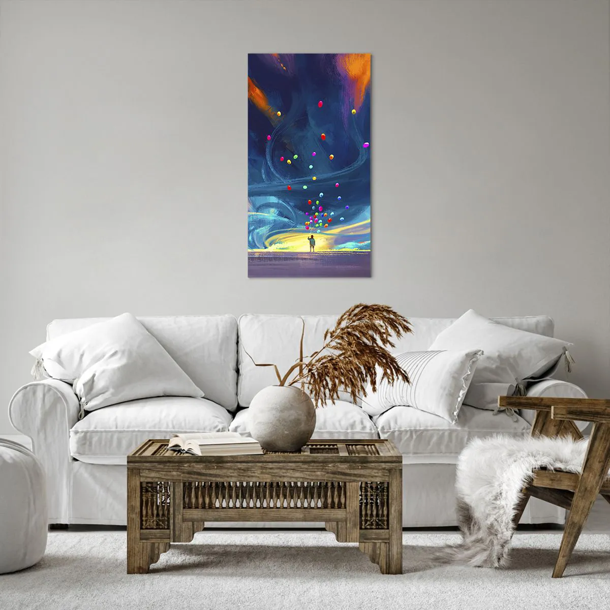 Cuadro sobre lienzo - Impresión de Imagen - En un viento azul - 55x100 cm