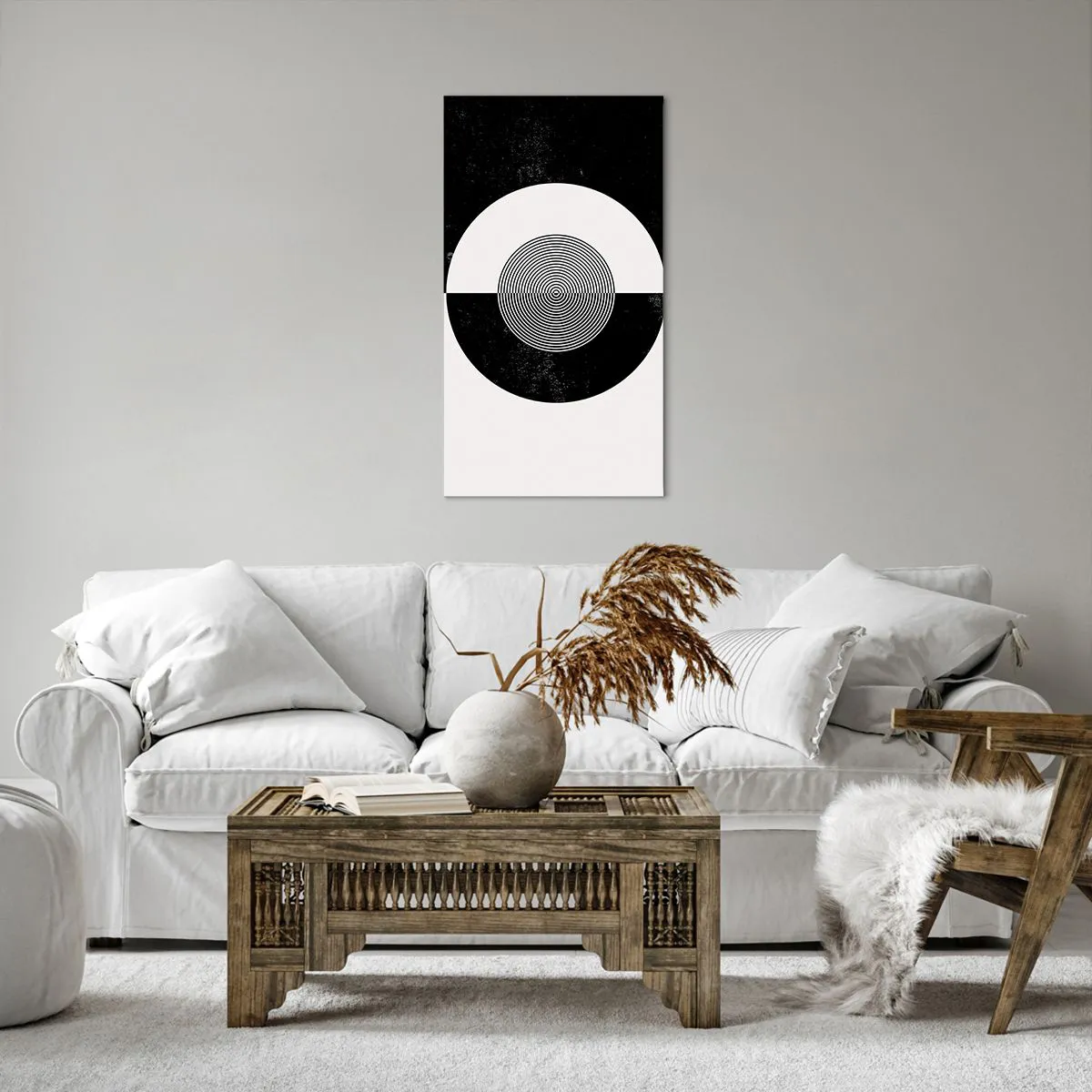 Obraz na plátne - Harmónia v čiernej a bielej - 55x100 cm