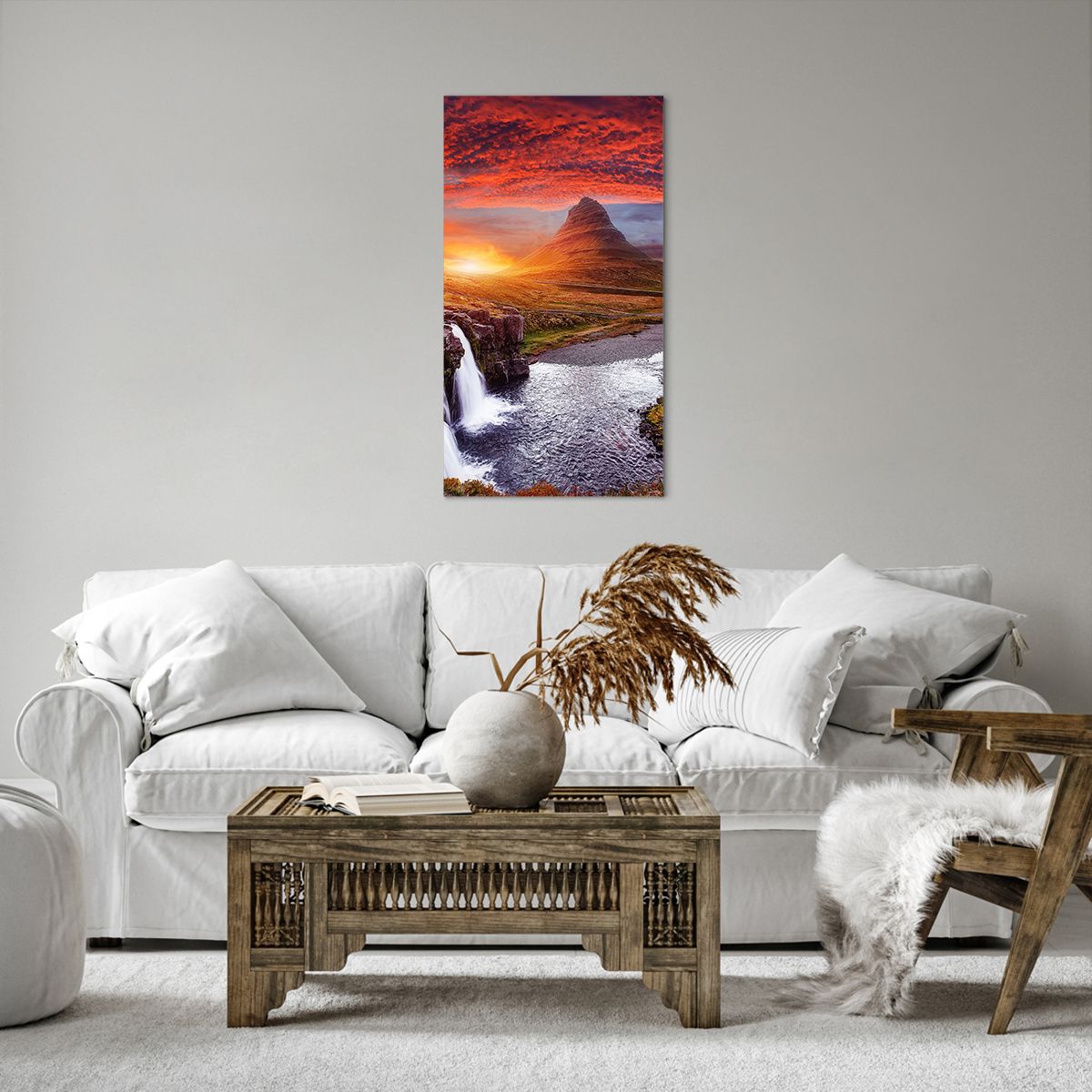 Bild auf Leinwand Landschaft, Bild auf Leinwand Wasserfall, Bild auf Leinwand Island, Bild auf Leinwand Berg Kirkjufell, Bild auf Leinwand Natur
