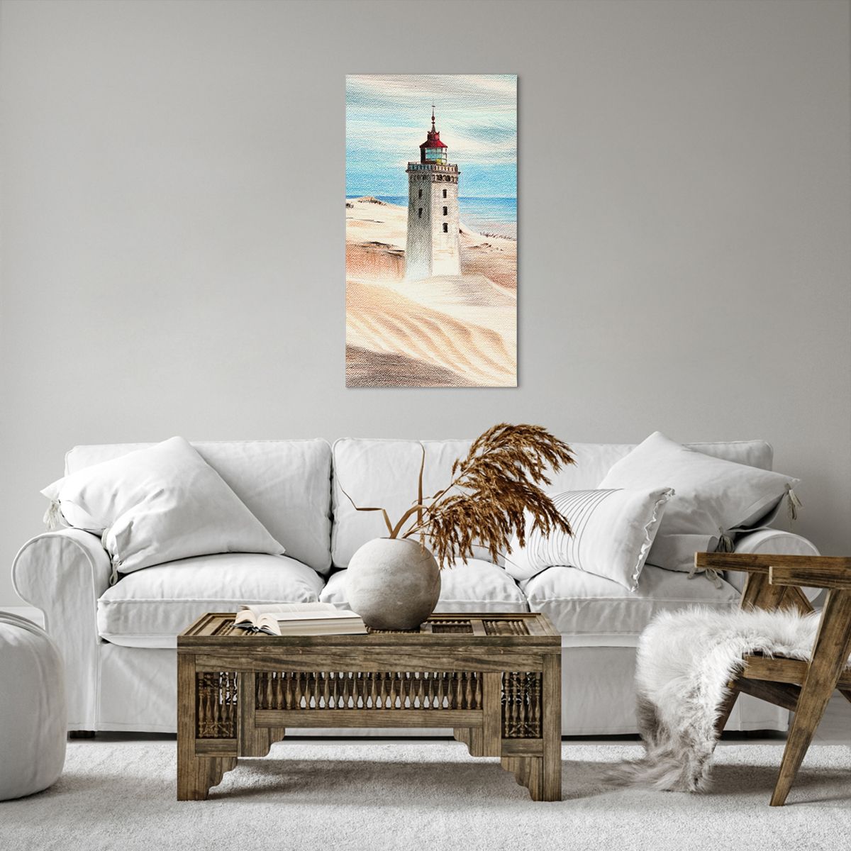 Bild auf Leinwand Leuchtturm, Bild auf Leinwand Strand, Bild auf Leinwand Meer, Bild auf Leinwand Düne, Bild auf Leinwand Malerei