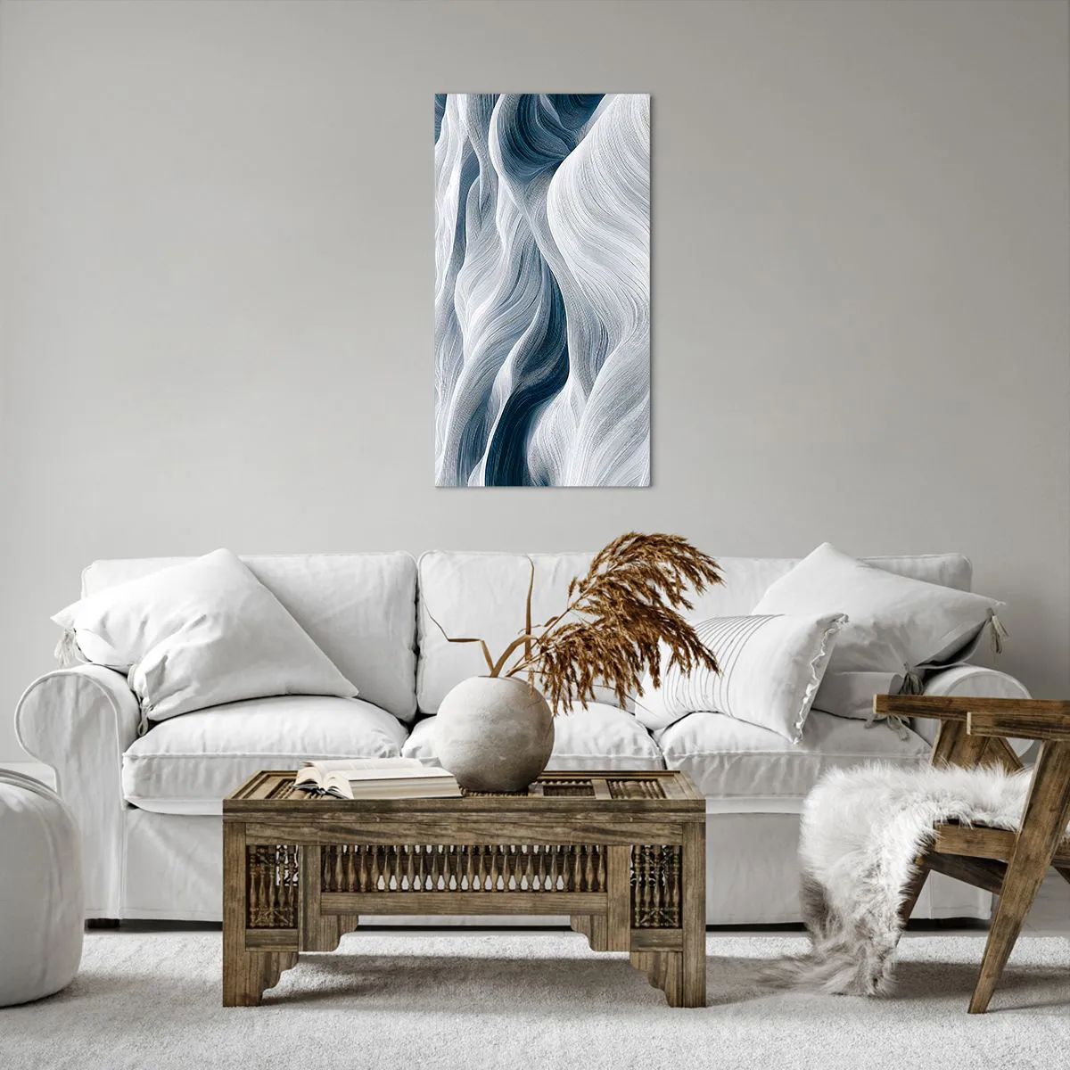 Bild auf Leinwand - Leinwandbild - Weiße und blaue Wellen - 55x100 cm