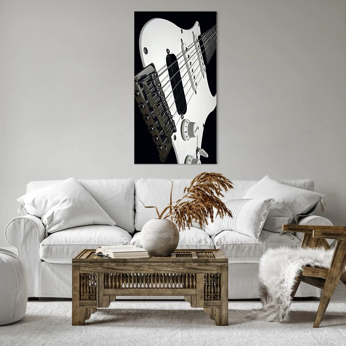 Impression sur toile - Image sur toile - Son caché en blanc - 65x120 cm
