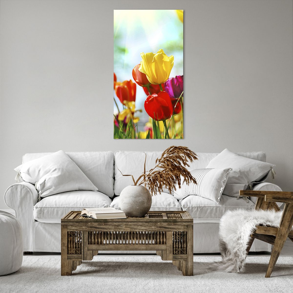 Bild auf Leinwand Tulpen, Bild auf Leinwand Blumen, Bild auf Leinwand Wiese, Bild auf Leinwand Natur, Bild auf Leinwand Farbenfrohe Blumen