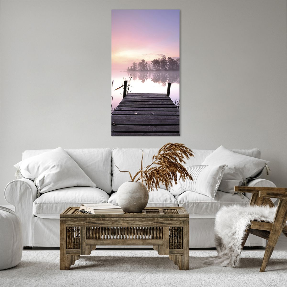 Bild auf Leinwand Landschaft, Bild auf Leinwand Sonnenaufgang, Bild auf Leinwand See, Bild auf Leinwand Holzbrücke, Bild auf Leinwand Natur