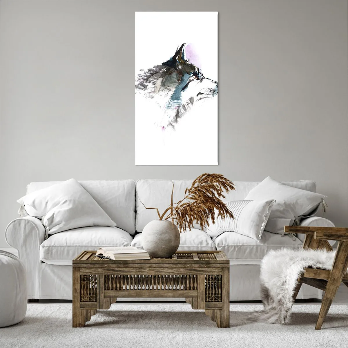 Canvas picture - Here Comes a Wolf - 65x120 cm