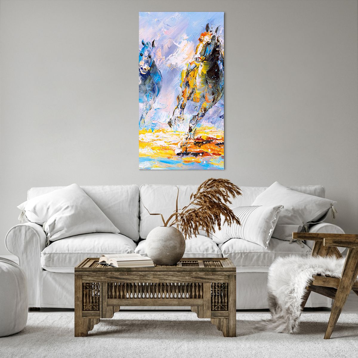 Bild auf Leinwand Tiere, Bild auf Leinwand Die Pferde, Bild auf Leinwand Impressionismus, Bild auf Leinwand Kunst, Bild auf Leinwand Galopp