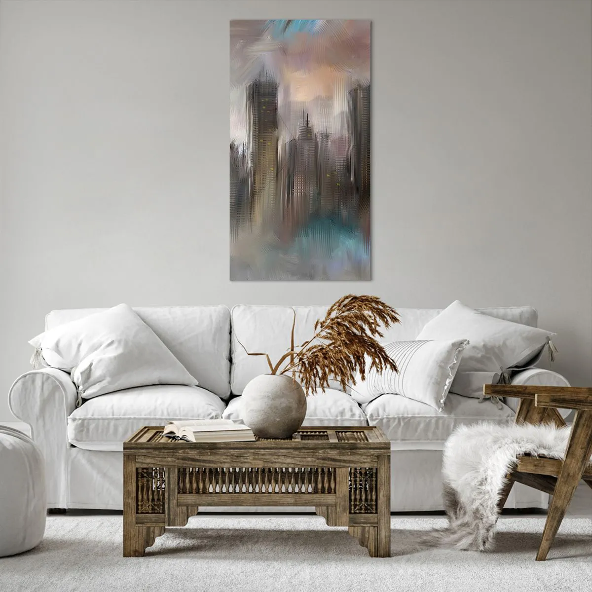 Canvas picture - Composition of Steel, Stone and Fog - 65x120 cm