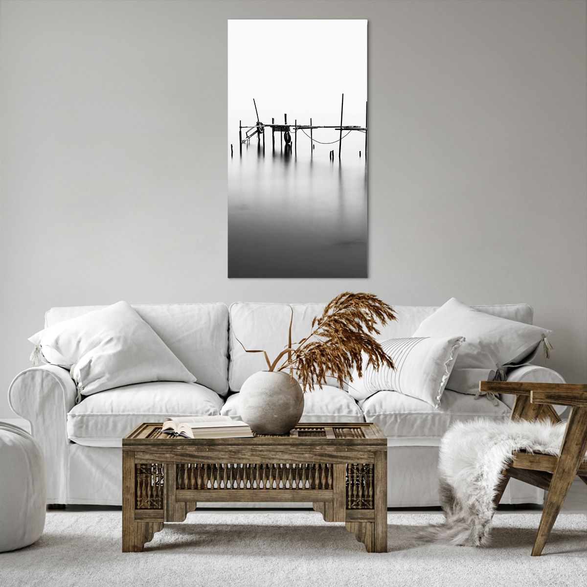 Bild auf Leinwand Landschaft, Bild auf Leinwand Holzbrücke, Bild auf Leinwand Schwarz Und Weiß, Bild auf Leinwand Meer, Bild auf Leinwand Nebel