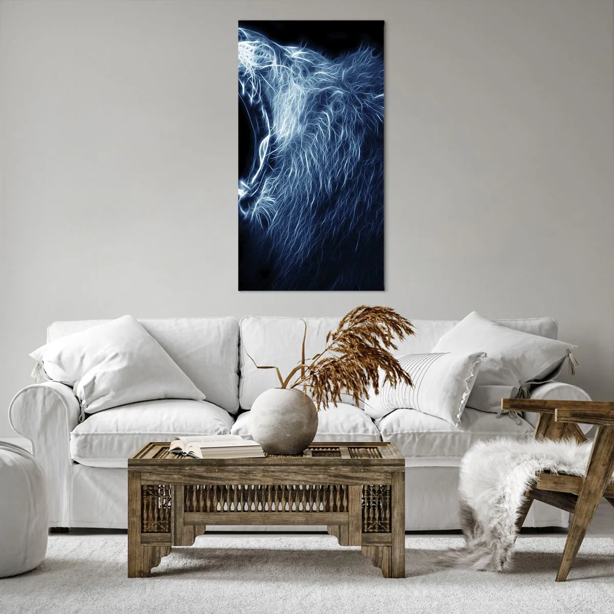 Lærredstryk - Billede på lærred - Kongens flammende vrede - 65x120 cm