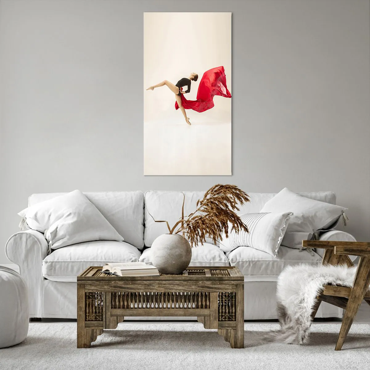 Lærredstryk - Billede på lærred - Rød og sort - 65x120 cm