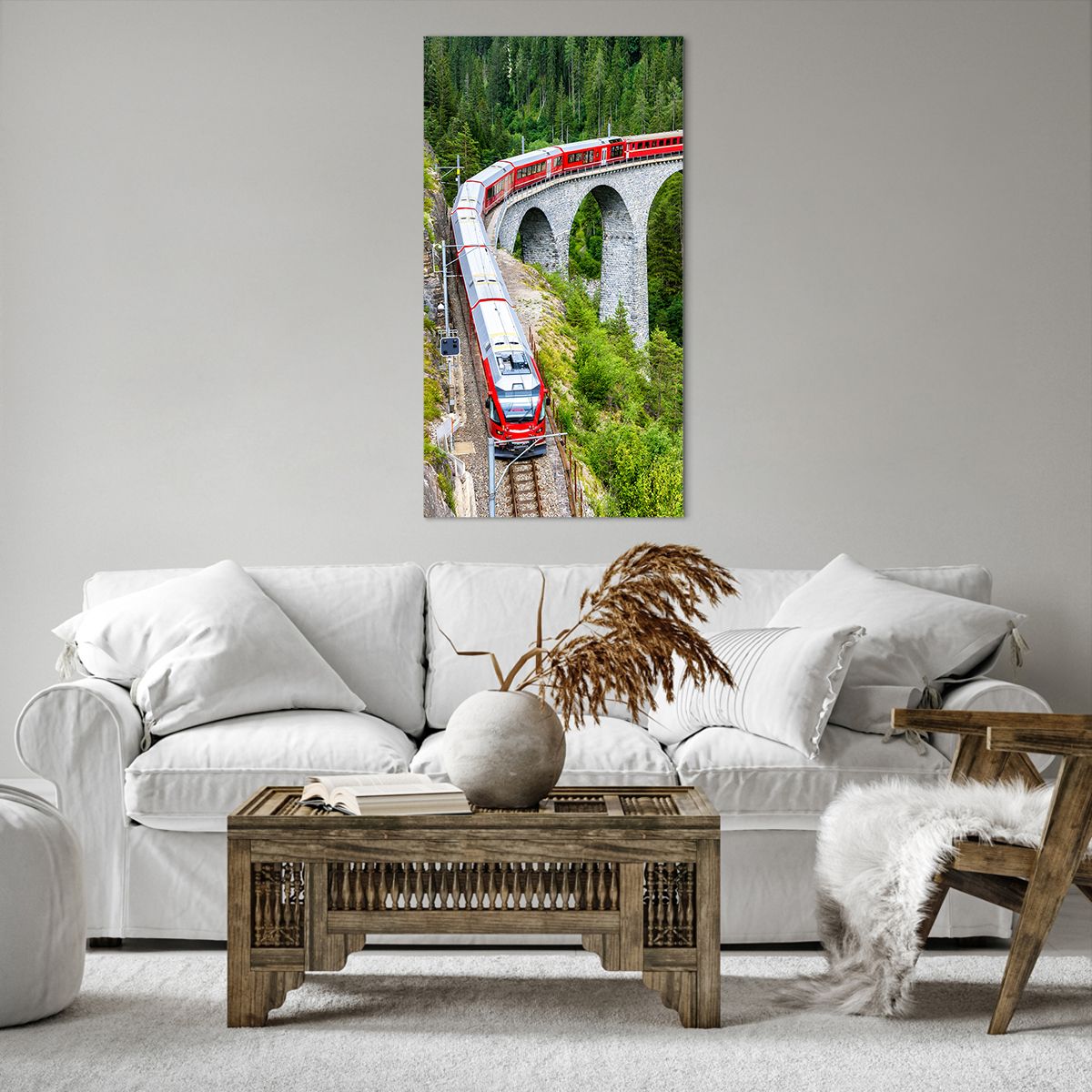 Obrazy na płótnie Most Kolejowy, Obrazy na płótnie Krajobraz Górski, Obrazy na płótnie Pociąg Pasażerski, Obrazy na płótnie Góry, Obrazy na płótnie Alpy
