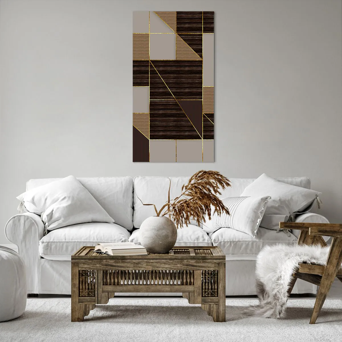 Obraz na płótnie - Mozaika brązów i złota - 65x120 cm