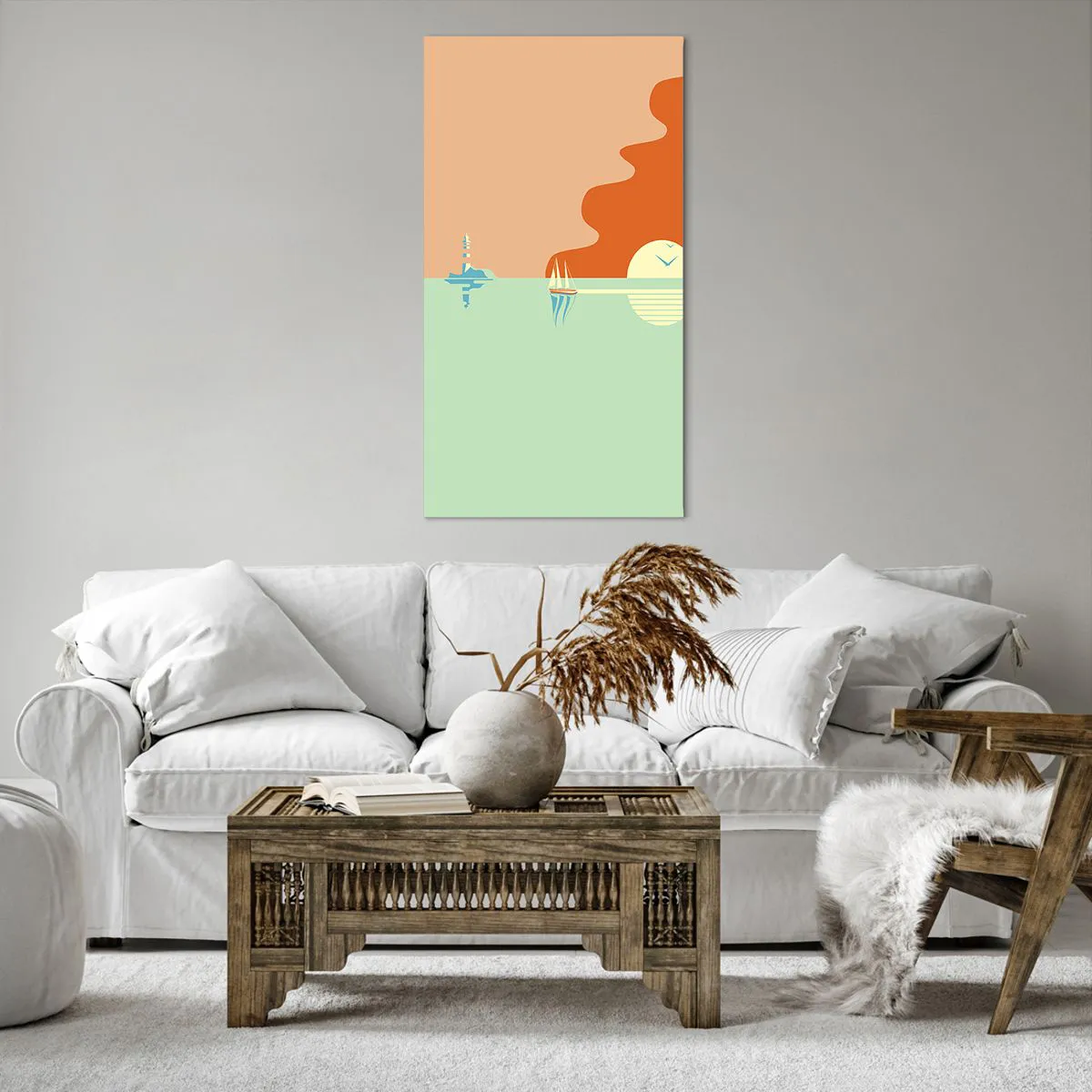 Lærredstryk - Billede på lærred - Det perfekte havlandskab - 65x120 cm