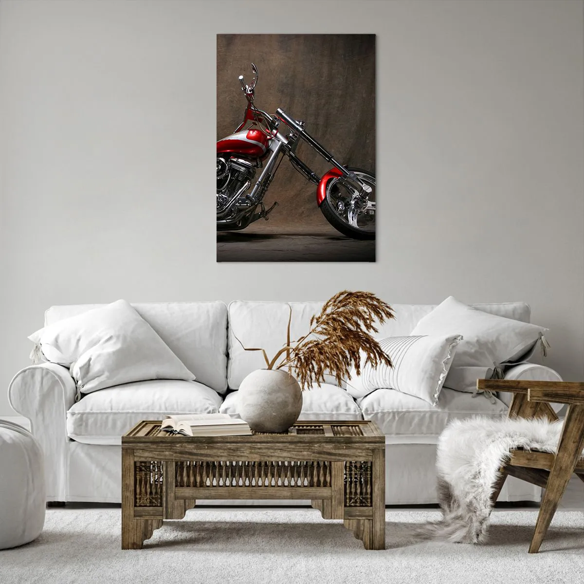 Obraz na plátne - Červeno-strieborná krása - 70x100 cm