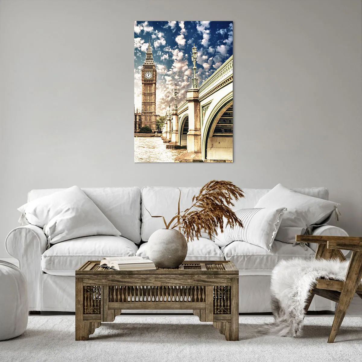 Canvastavla - Bild på duk - Moln över Thames - 70x100 cm