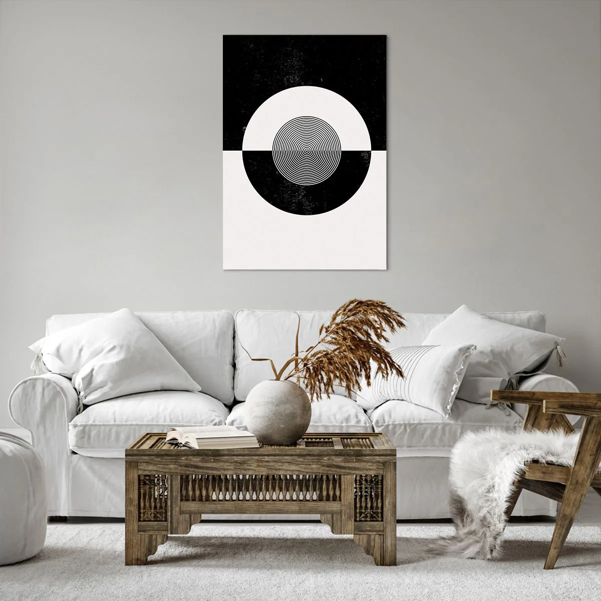 Lærredstryk - Billede på lærred - Harmoni i sort og hvidt - 70x100 cm