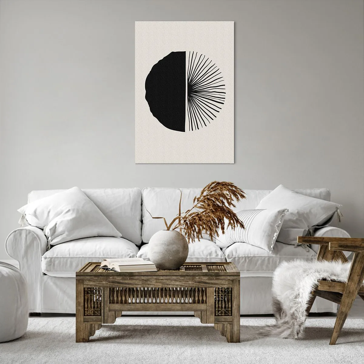 Obraz na płótnie - Minimalistyczny czarny motyw na jasnym tle - 70x100cm - Wachlarz możliwości - Nowoczesna dekoracja ścienna do salonu i sypialni ARTTOR