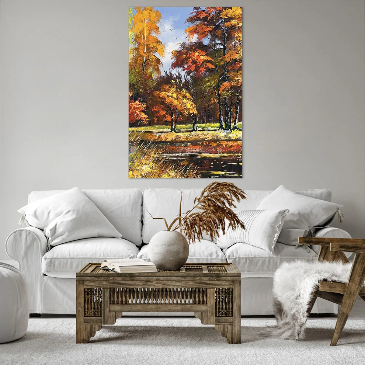 Obraz na plátně - Krajinka ve zlaté a hnědé - 80x120 cm